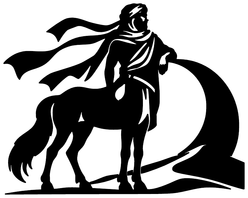 Black centaur rider vinyl decal silhouette in dynamic pose