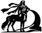 Black centaur rider vinyl decal silhouette in dynamic pose