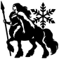 Winter Watch vinyl decal CentaurCX017: close-up black warrior with spear, snowflake