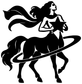 Black centaur rider vinyl decal with flowing mane and star in chest