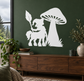 White mushroom ranger vinyl decal silhouette with staff and large mushroom