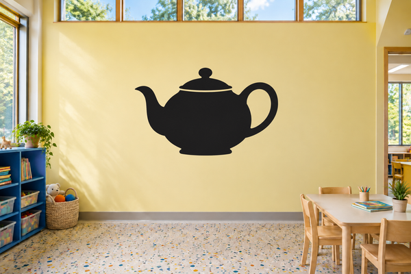Teapot chalkboard vinyl decal with large black teapot silhouette