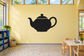 Teapot chalkboard vinyl decal with large black teapot silhouette