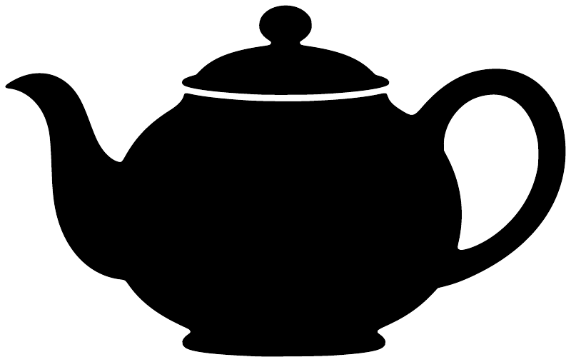 Black teapot chalkboard vinyl decal, close-up teapot silhouette