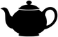 Black teapot chalkboard vinyl decal, close-up teapot silhouette