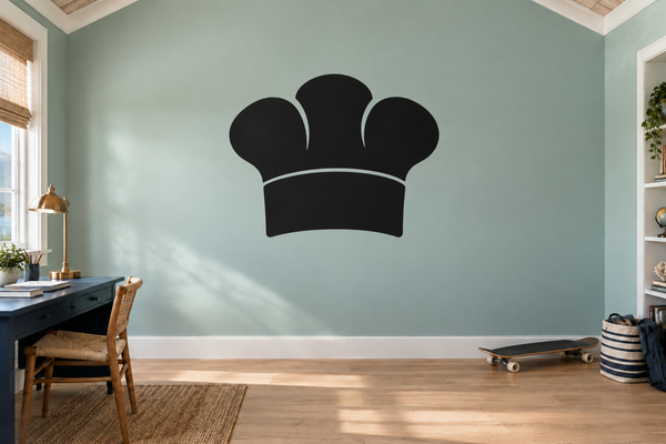 Chef hat chalkboard vinyl decal with black chef hat silhouette