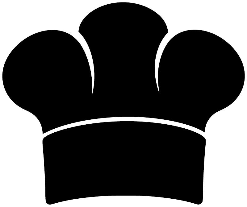 Chef hat chalkboard vinyl decal close-up, black silhouette with white outline