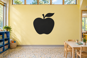 Apple chalkboard vinyl decal with bold black apple shape on wall