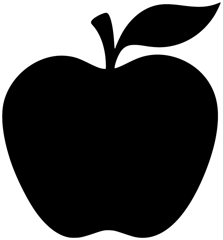 Black apple-shaped chalkboard vinyl decal with leaf detail on white background