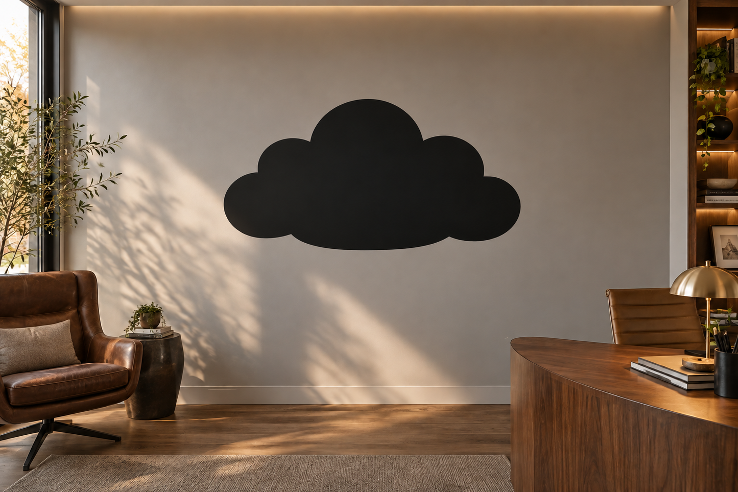Cloud-shaped black chalkboard vinyl decal for writing, matte finish