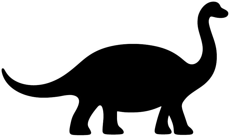 Black long-neck dinosaur vinyl decal silhouette, chalkboard-style