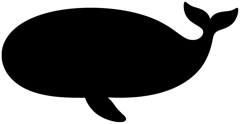 Black whale silhouette chalkboard vinyl decal, close-up view