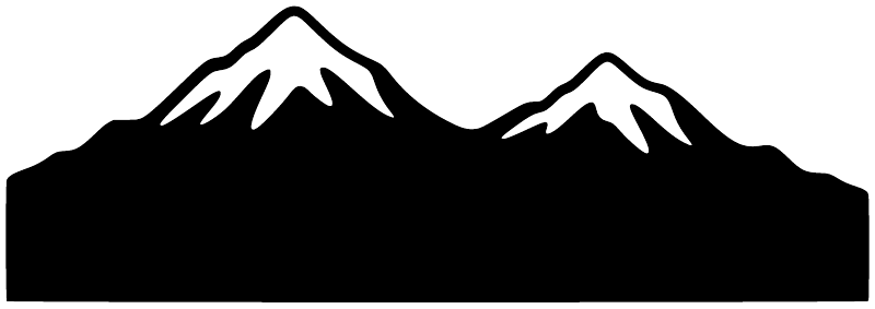 Black mountain range chalkboard vinyl decal silhouette with two peaks, wide arch