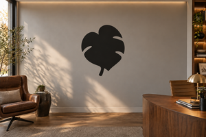 Leaf chalkboard vinyl decal with botanical leaf silhouette, matte black