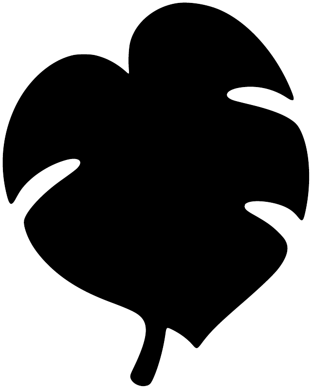 Large botanical leaf chalkboard vinyl decal silhouette, solid black