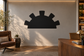 Black arch chalkboard vinyl decal with sun-gear silhouette
