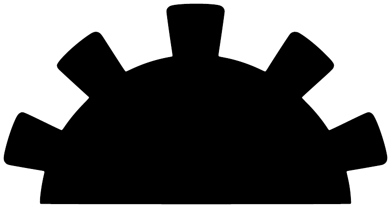 Black chalkboard vinyl decal close-up, sun-gear arch silhouette
