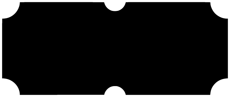Black chalkboard vinyl decal rectangle with rounded ticket cutouts along edges
