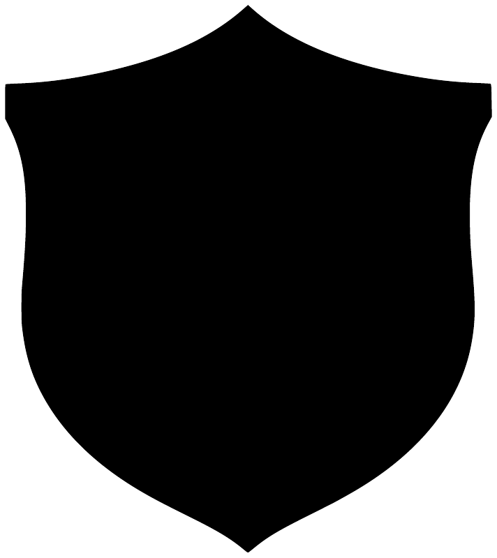 Black shield-shaped chalkboard vinyl decal with a solid matte shield outline