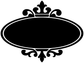 Close-up vintage oval chalkboard decal with ornate crown and black board center