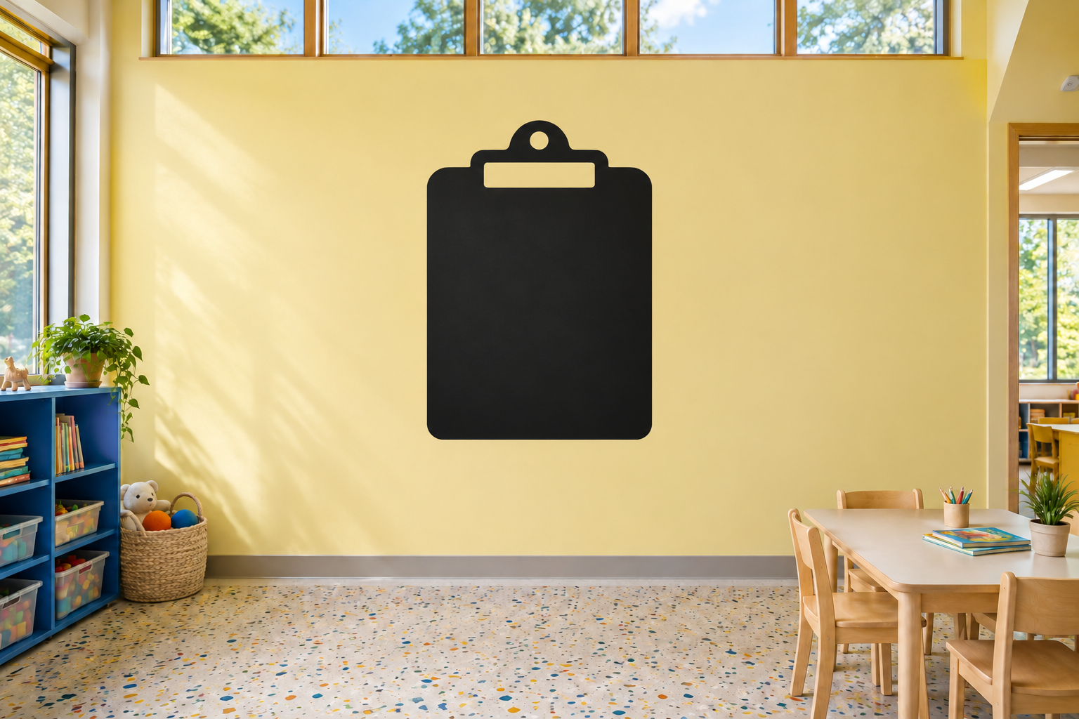 Chalkboard clipboard notes board vinyl decal with clip and writing surface, dark black