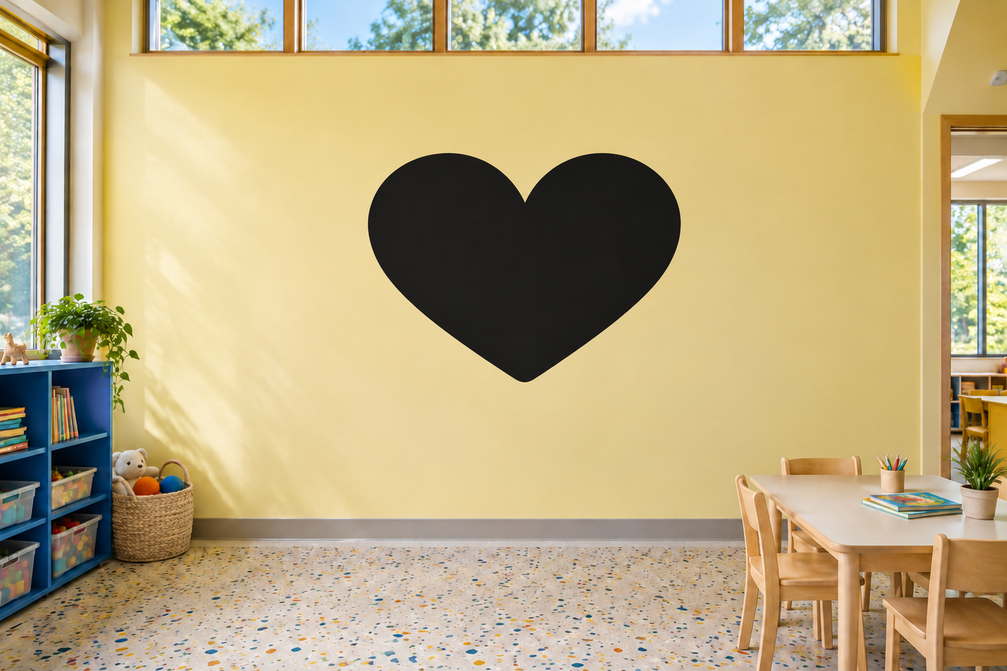 Heart-shaped chalkboard vinyl decal, black