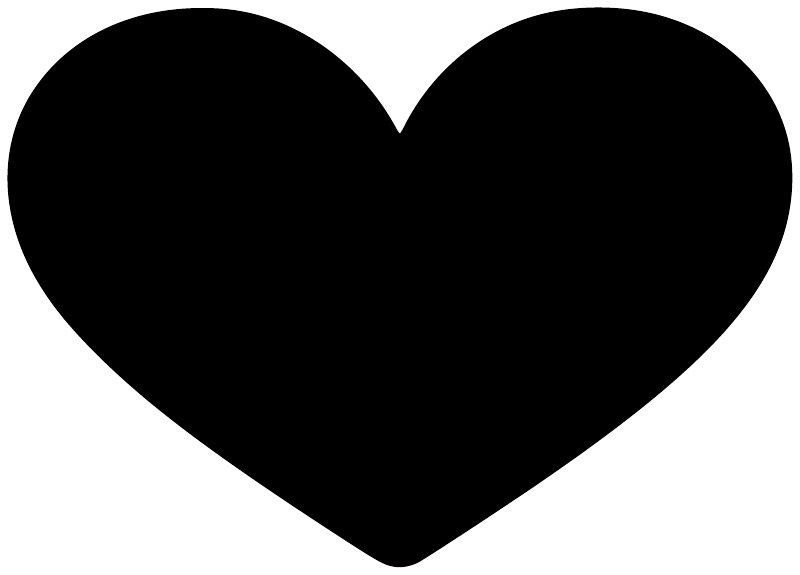 Heart-shaped black vinyl decal close-up