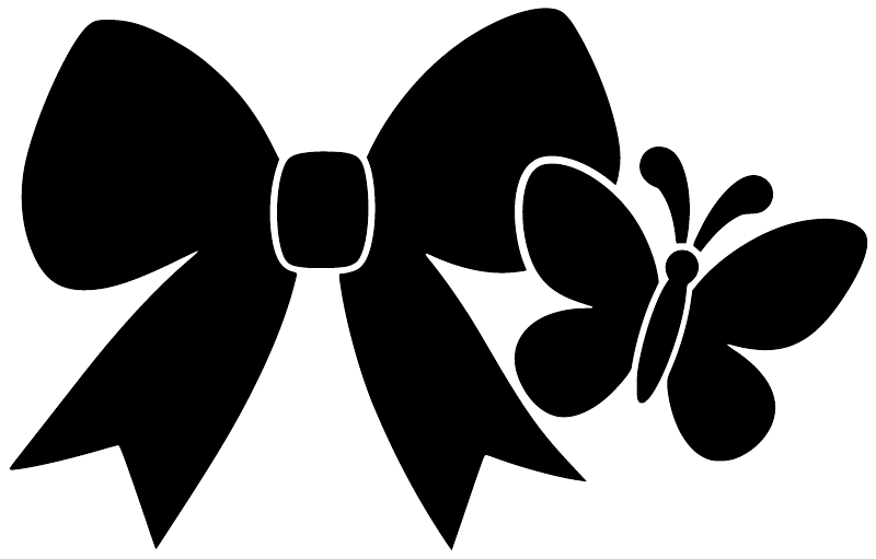 Black vinyl cheer bow decal with butterfly and outlined center