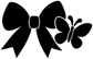 Black vinyl cheer bow decal with butterfly and outlined center