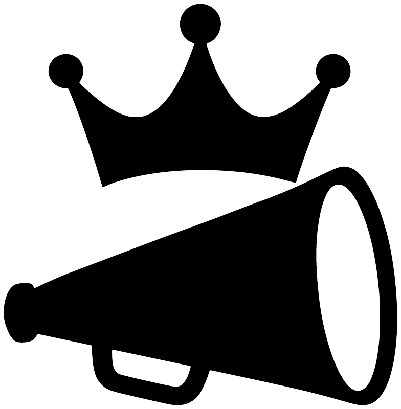 Crown and megaphone vinyl decal, black icon