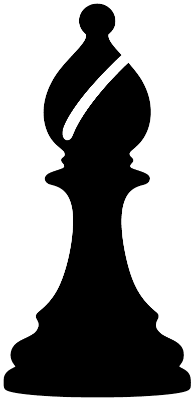 Black chess bishop vinyl decal silhouette, arched design