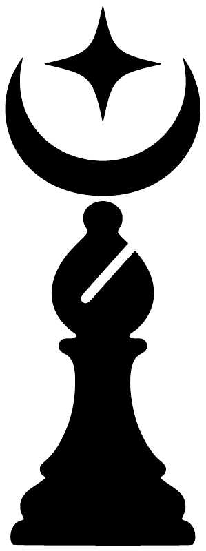 Chess bishop crescent vinyl decal with moon and bishop shape in black