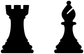 Chess rook and bishop vinyl decal, black rook and bishop silhouette cutouts