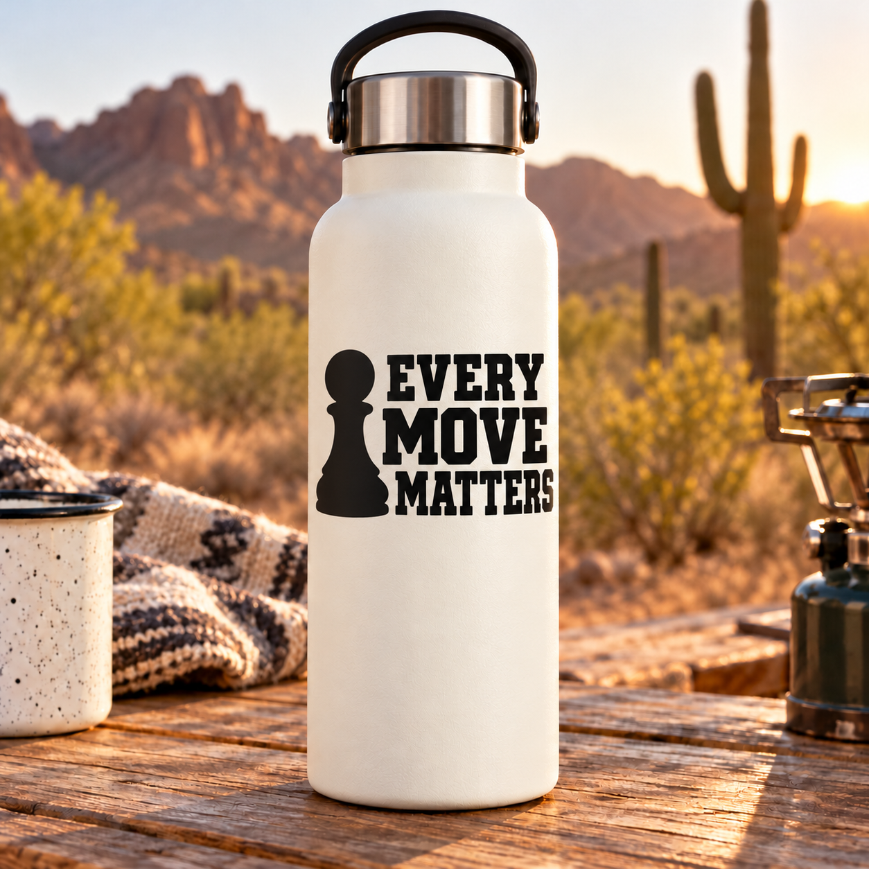 Vinyl decal with black chess knight silhouette and 'EVERY MOVE MATTERS' lettering