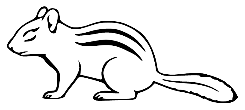 Striped chipmunk vinyl decal, side profile with flowing tail outline