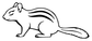 Striped chipmunk vinyl decal, side profile with flowing tail outline
