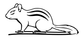 Black chipmunk wall decal outline with sweeping striped tail and double swoosh lines
