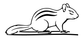 Chipmunk outline wall decal with striped body and sweeping tail, black line art
