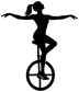 Black vinyl unicycle performer decal, arms out and silhouette on unicycle