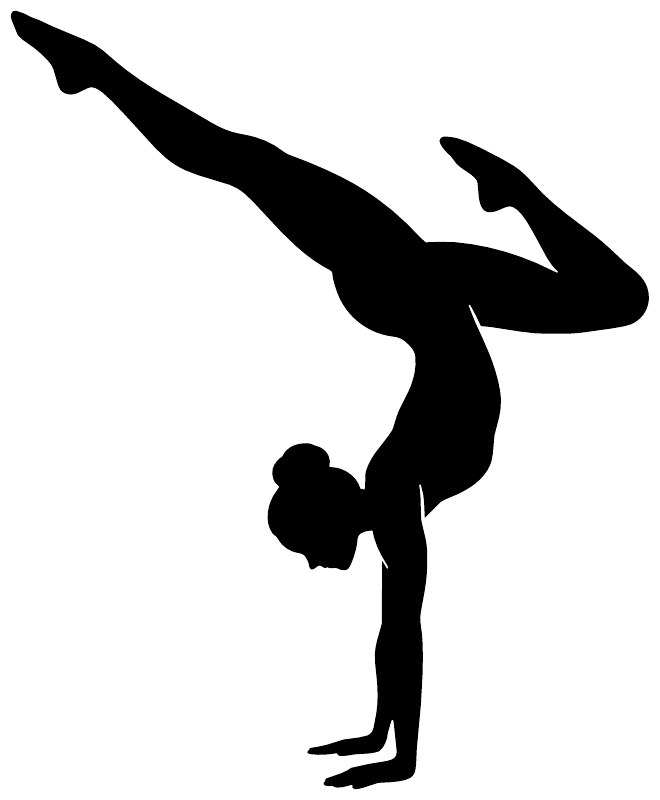 Black acrobat handstand silhouette vinyl decal, full-body close-up