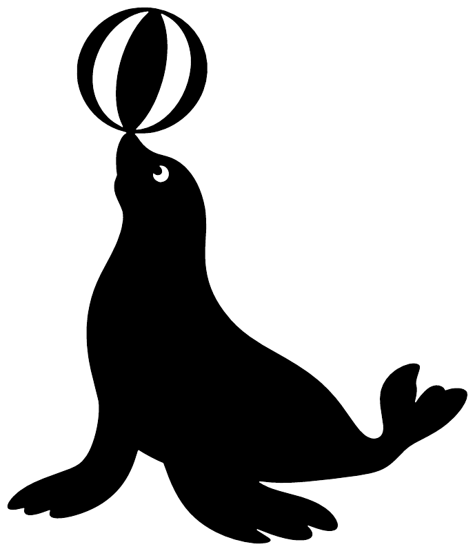 Black seal and ball vinyl decal, seal silhouette with ball above head