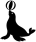 Black seal and ball vinyl decal, seal silhouette with ball above head