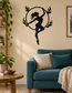 Black fire hoop performer vinyl decal silhouette with circular hoop and flame accents