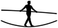 Black tightrope walker vinyl decal silhouette with balancing pole and arc