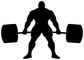 Strongman with barbell vinyl decal silhouette, black figure with dumbbells