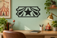 Circus ticket star vinyl wall decal, black and white circus tent border with center star