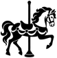 Black carousel horse vinyl decal with center pole and decorative garland