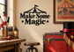 Vinyl wall decal: circus tent and 'Make Some Magic' lettering with stars