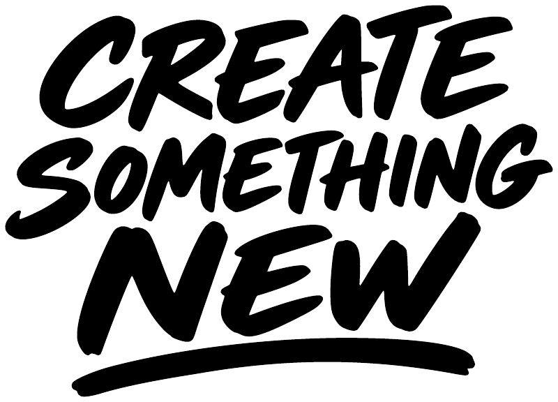 Vinyl decal close-up: black 'CREATE SOMETHING NEW' quote