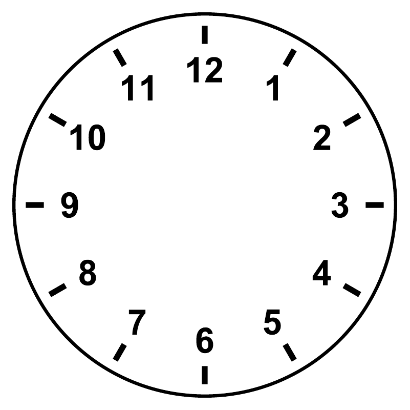Close-up round vinyl clockface decal with black 1–12 numbers on white